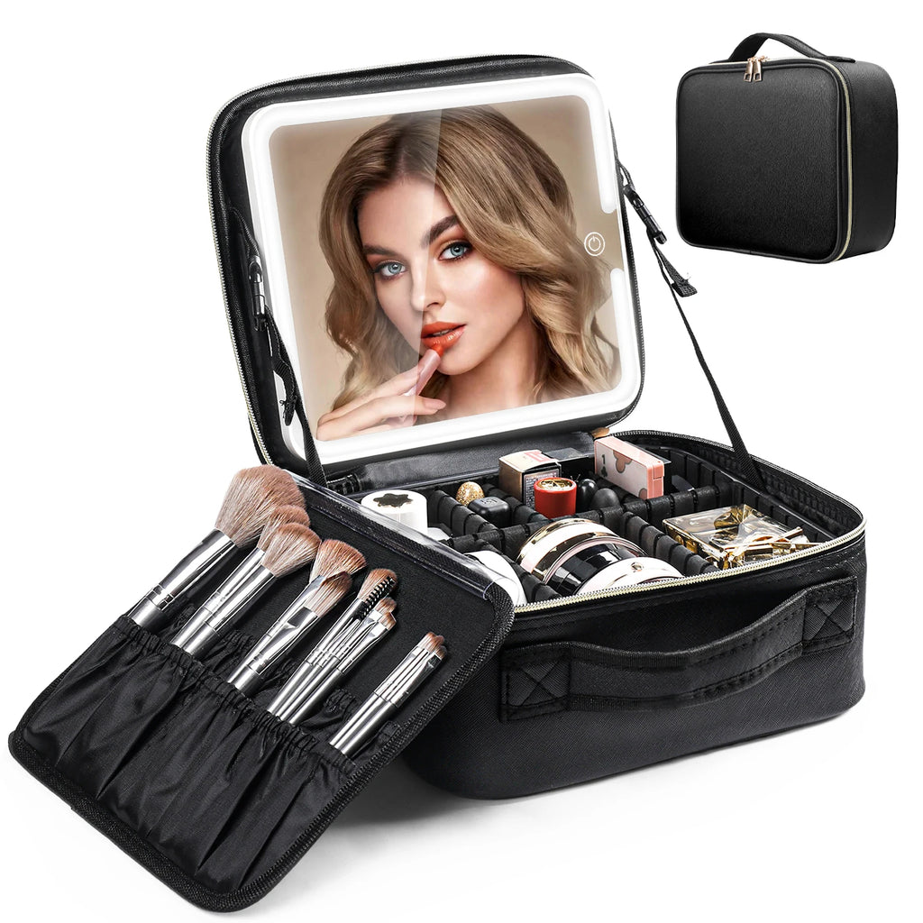 LED-Lit Travel Makeup Case