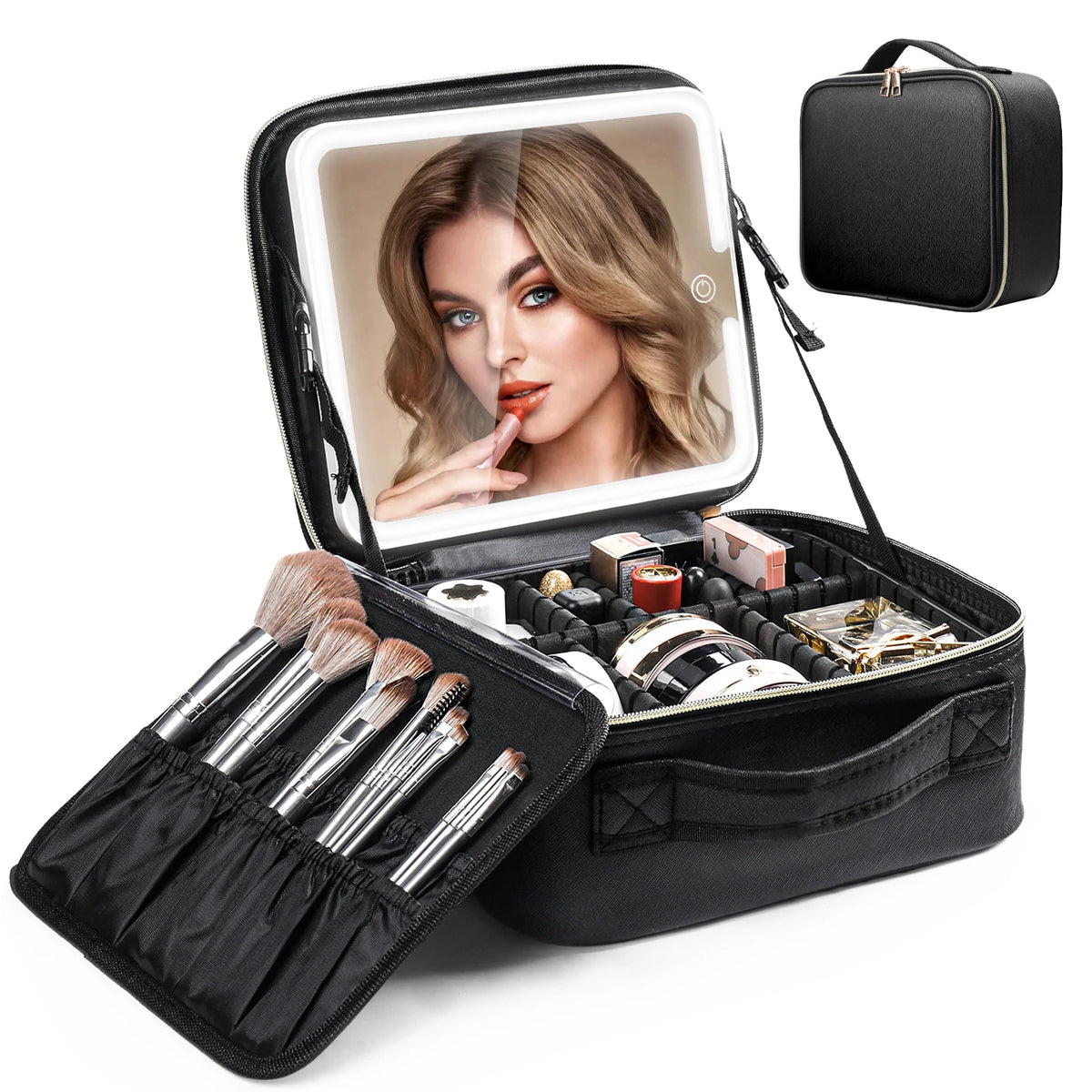 LED-Lit Travel Makeup Case