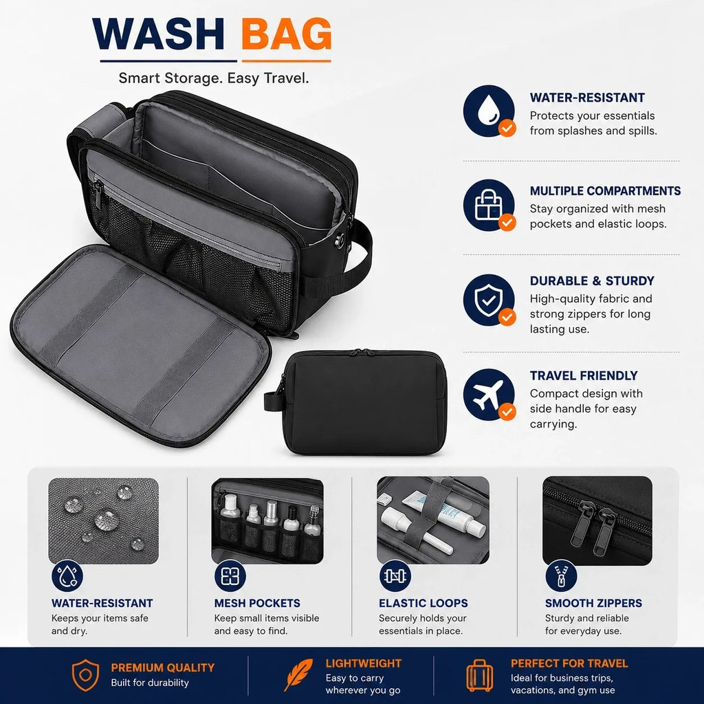 Multi-Pocket Grooming Wash Bag