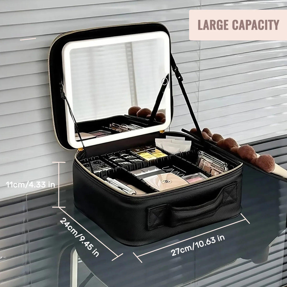 LED-Lit Travel Makeup Case