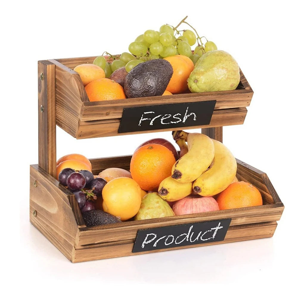 2-Tier Wooden Produce Stand