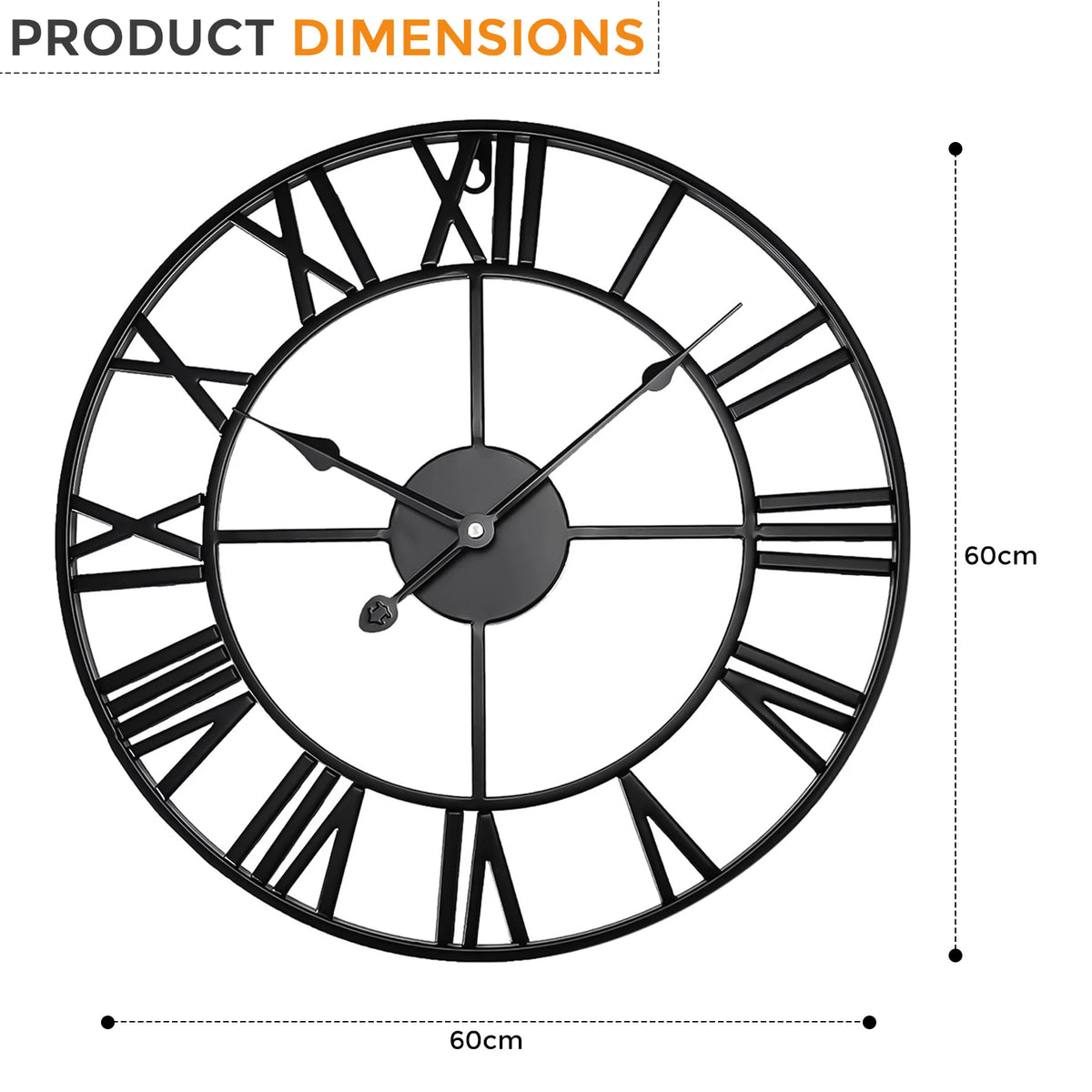 Roman Numeral Garden Clock, 60cm