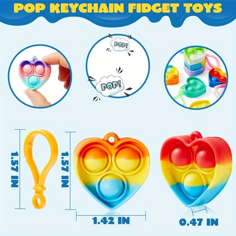 Pop Fidget Keychain, 30-Pack