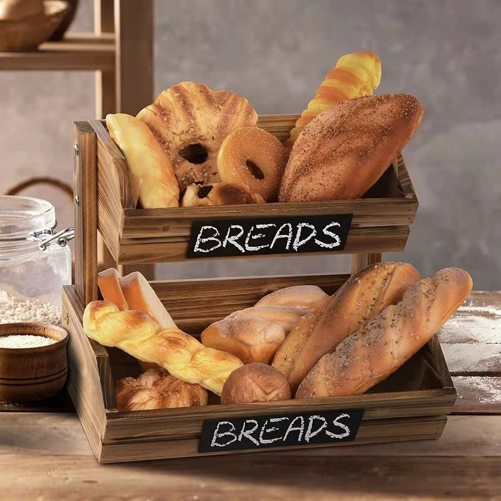 2-Tier Wooden Produce Stand