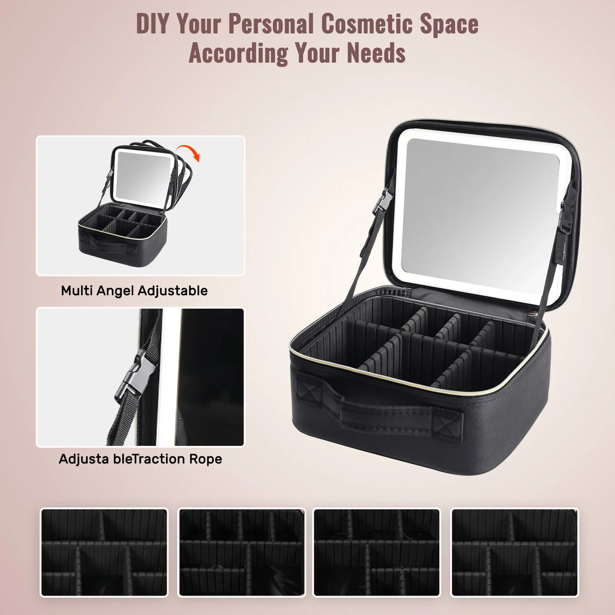 LED-Lit Travel Makeup Case
