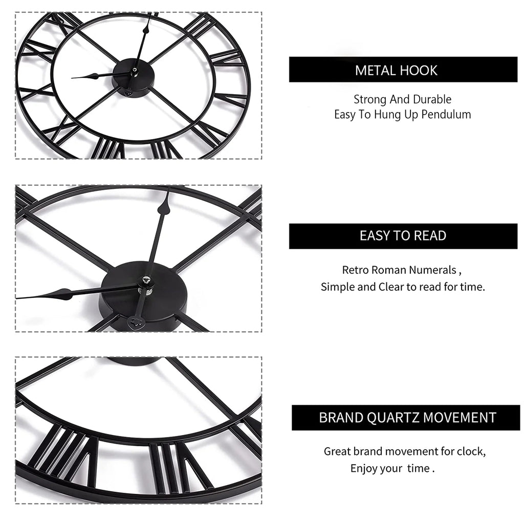 Roman Numeral Garden Clock, 60cm