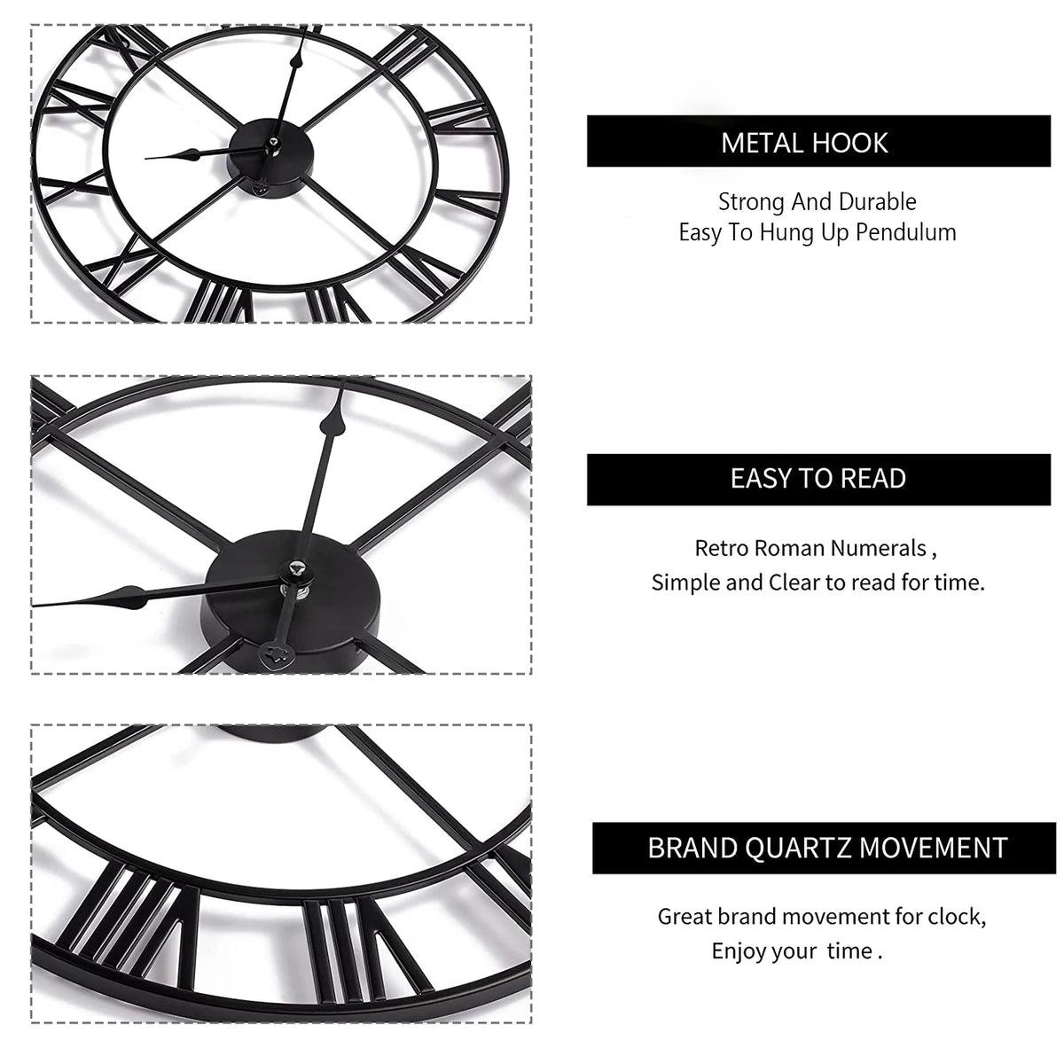 Roman Numeral Garden Clock, 60cm