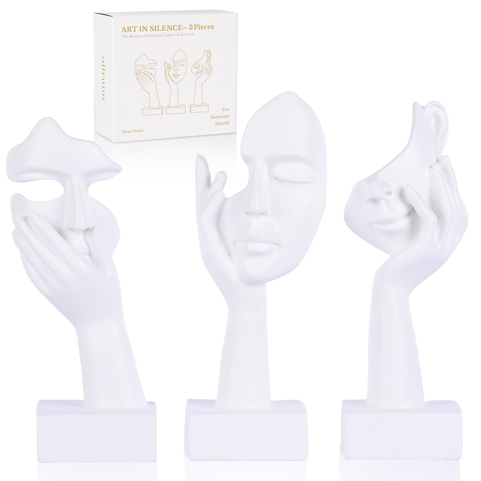 3 PCS Thinker Statue, Golden Black Abstract Art Sculpture Modern Home Decoration Desktop Decoration Christmas New Year Gift (3 Pcs Gold)