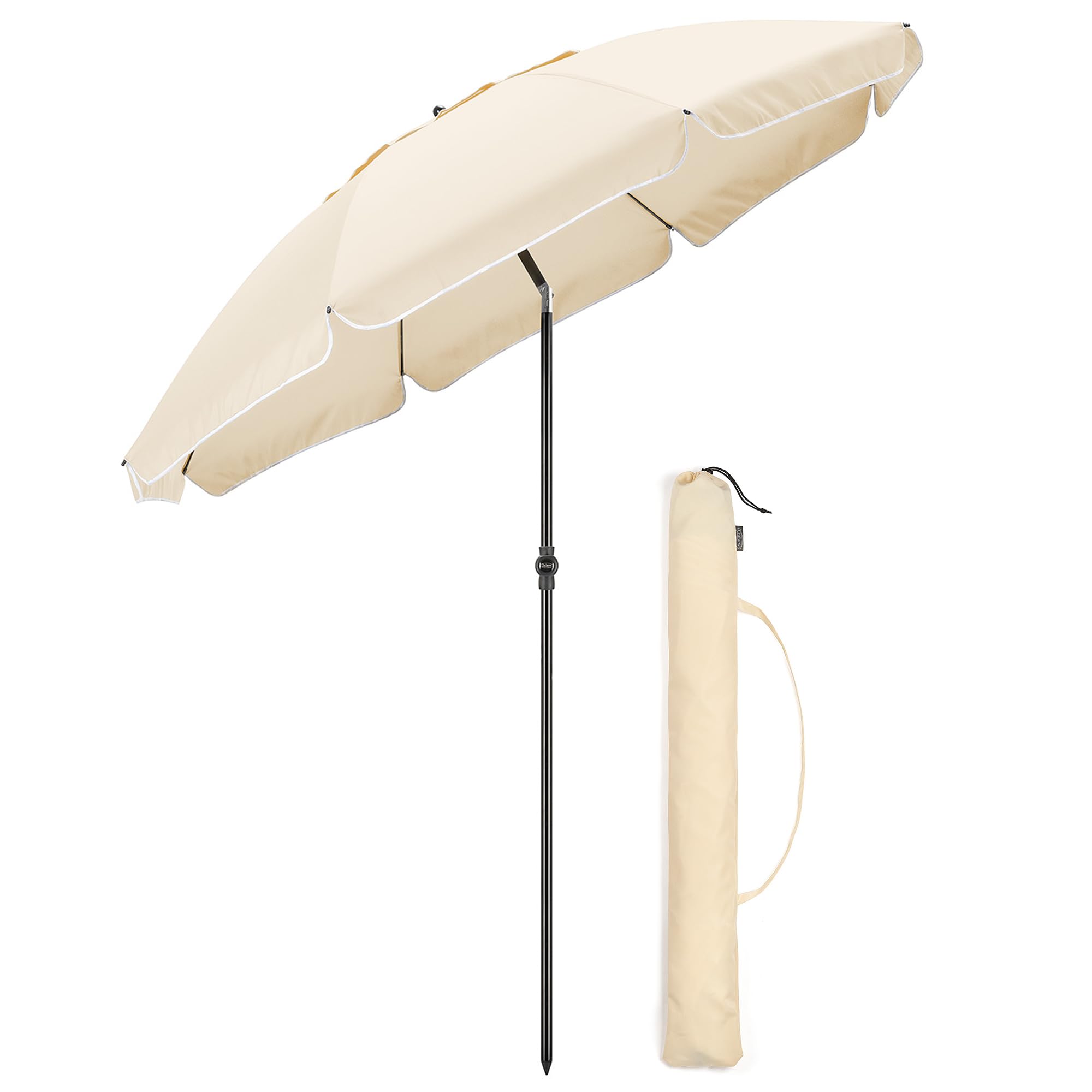 CHRISTOW Portable Beach Parasol Tilting Garden Sunshade Umbrella UV Resistant 2m
