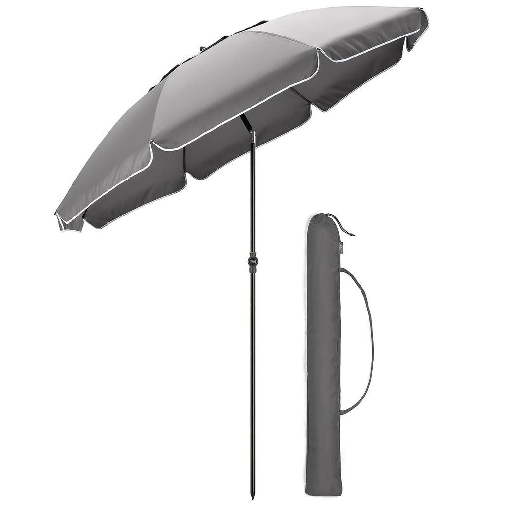 CHRISTOW Portable Beach Parasol Tilting Garden Sunshade Umbrella UV Resistant 2m