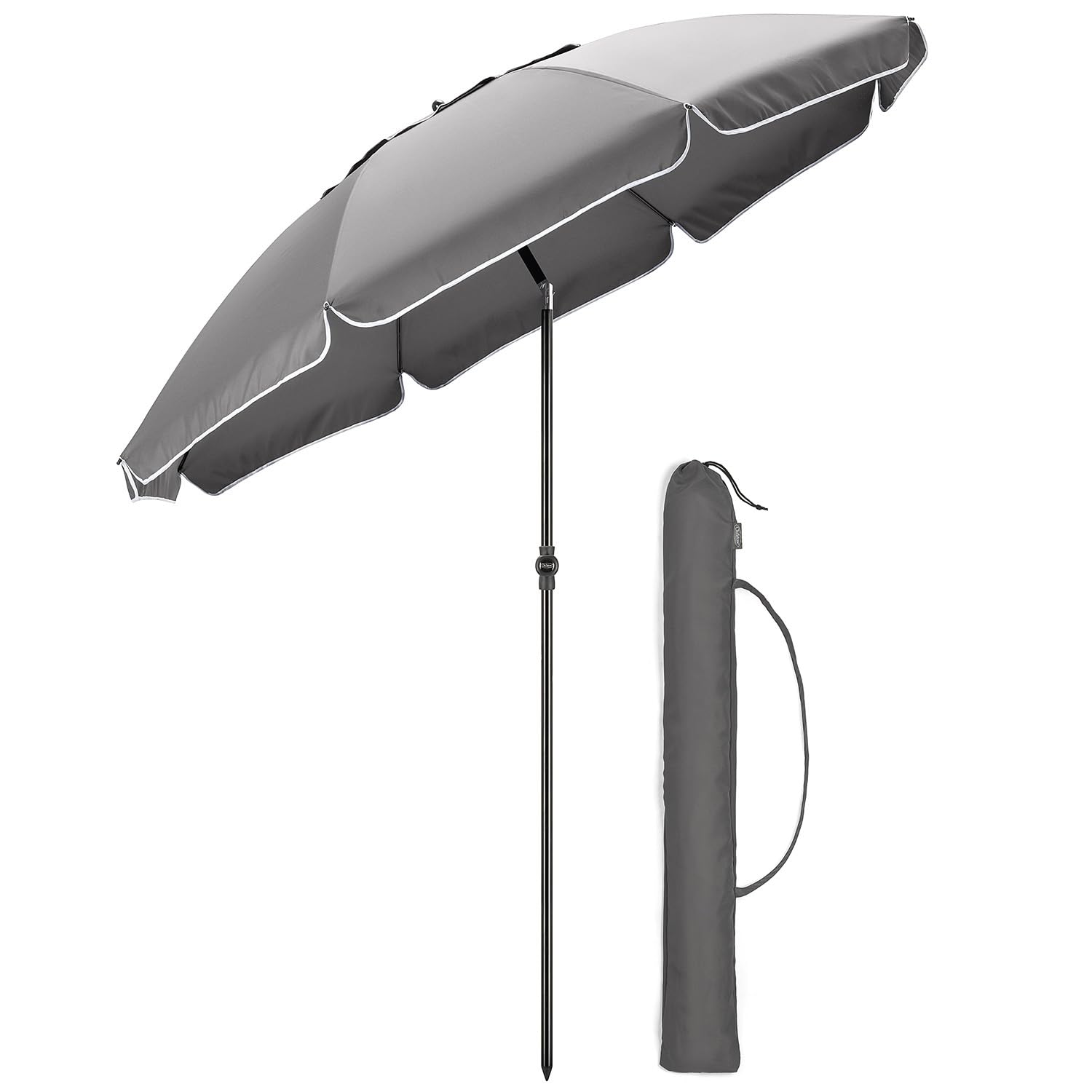 CHRISTOW Portable Beach Parasol Tilting Garden Sunshade Umbrella UV Resistant 2m