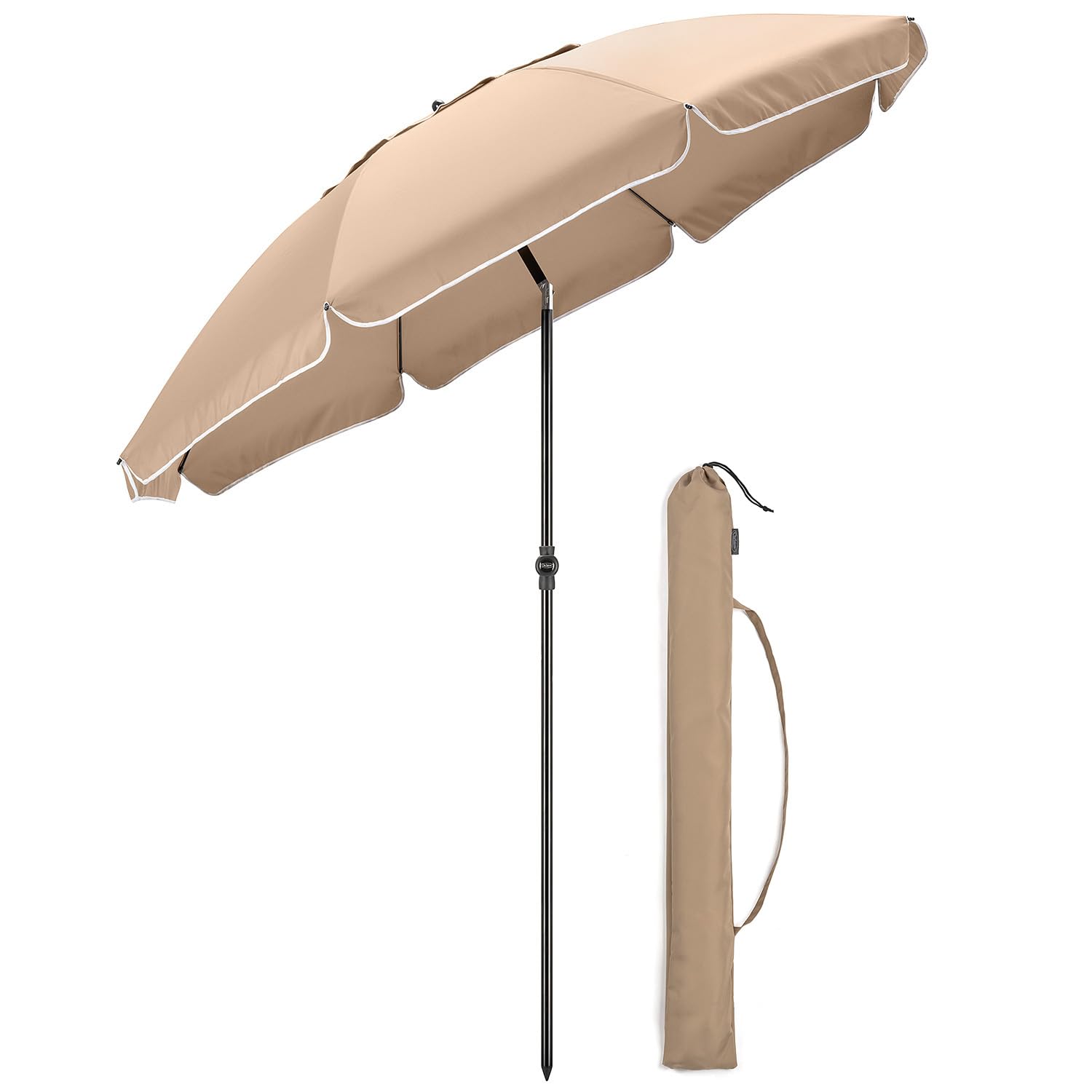 CHRISTOW Portable Beach Parasol Tilting Garden Sunshade Umbrella UV Resistant 2m