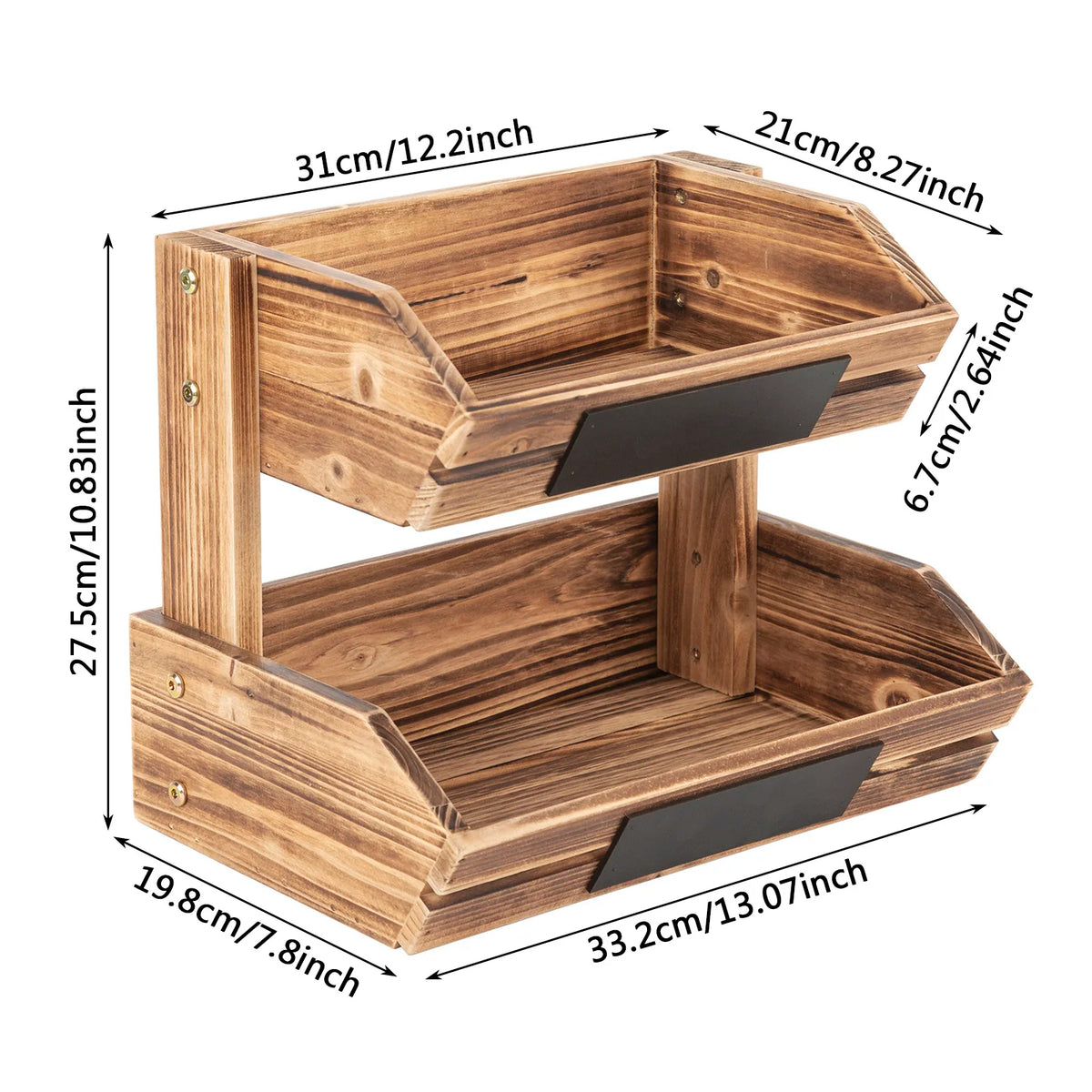 2-Tier Wooden Produce Stand
