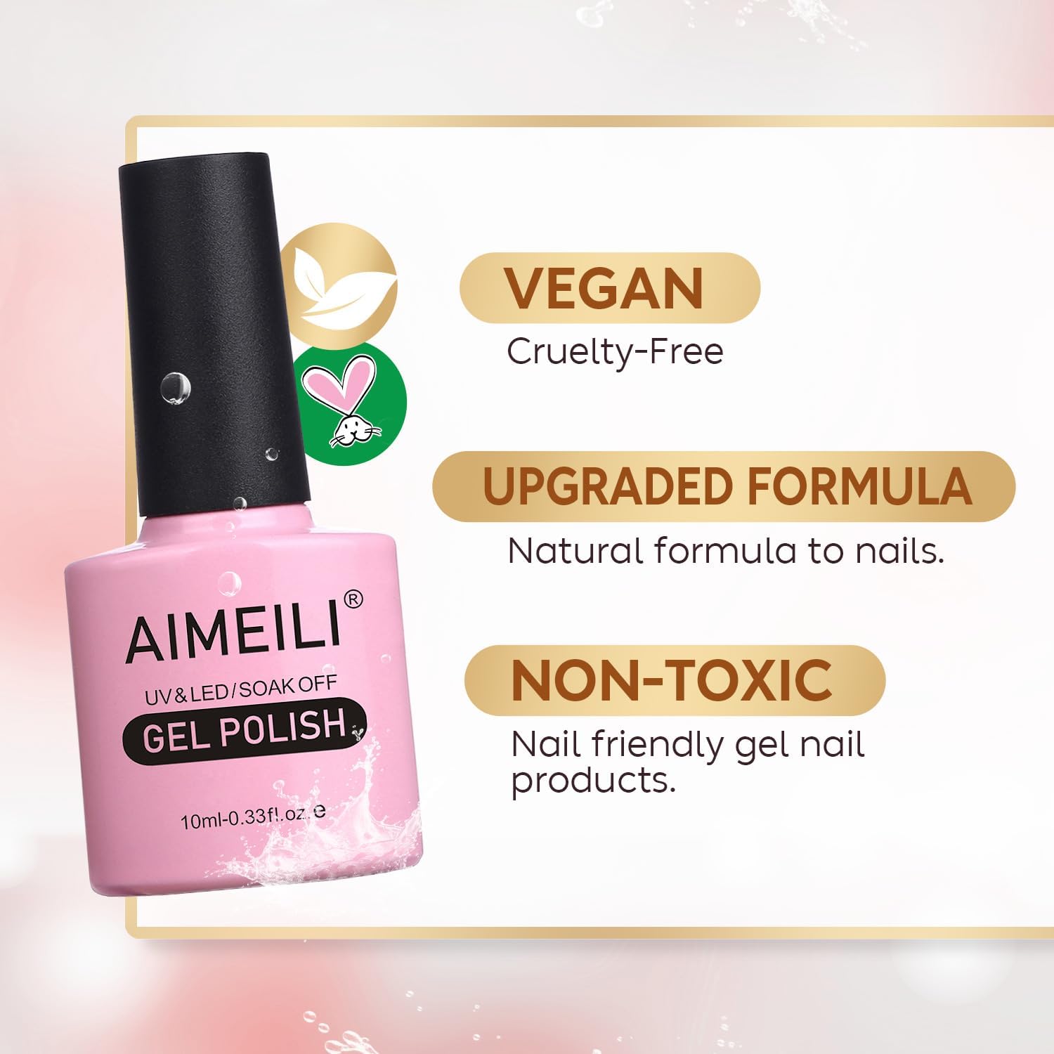 AIMEILI Gel Nail Polish, UV LED Soak Off Nail Art Manicure Pedicure Ideal for Salon Studios & Home Use, Long Lasting & Easy to Apply - (464) 10ml