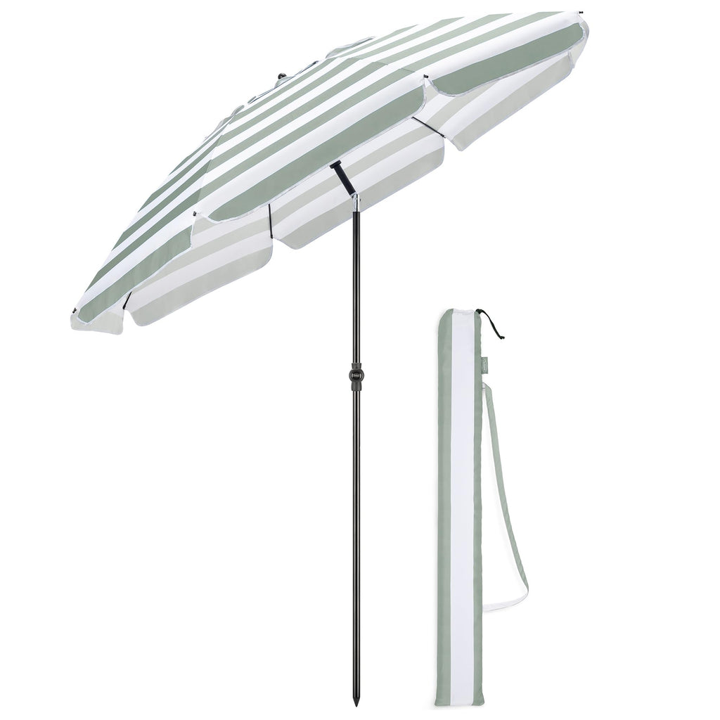 CHRISTOW Portable Beach Parasol Tilting Garden Sunshade Umbrella UV Resistant 2m