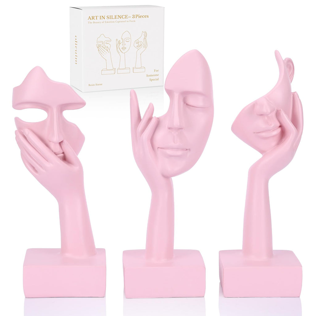 3 PCS Thinker Statue, Golden Black Abstract Art Sculpture Modern Home Decoration Desktop Decoration Christmas New Year Gift (3 Pcs Gold)