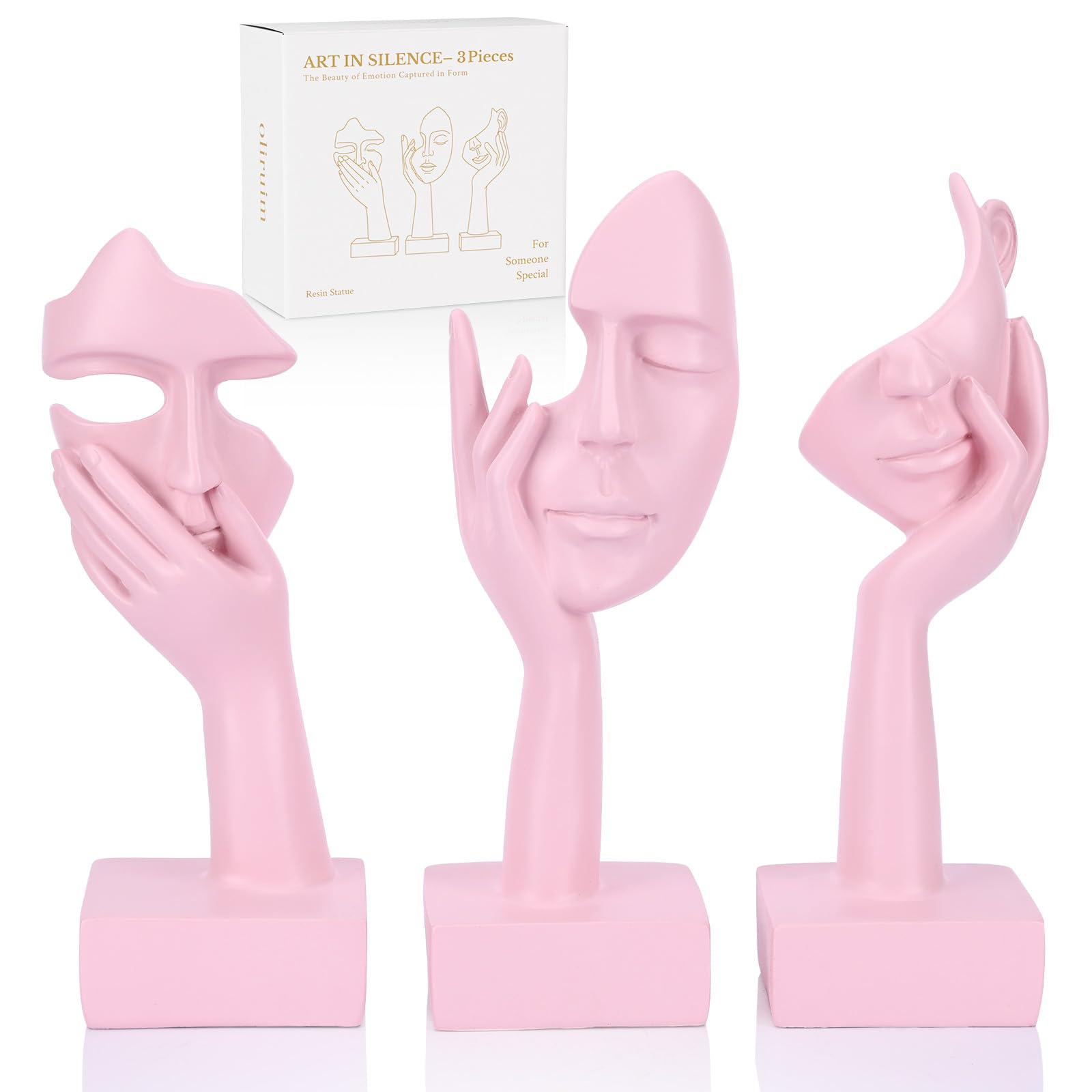 3 PCS Thinker Statue, Golden Black Abstract Art Sculpture Modern Home Decoration Desktop Decoration Christmas New Year Gift (3 Pcs Gold)