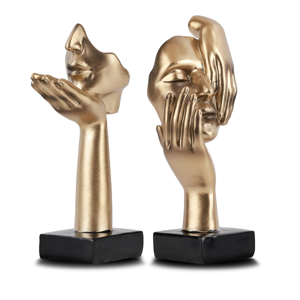 3 PCS Thinker Statue, Golden Black Abstract Art Sculpture Modern Home Decoration Desktop Decoration Christmas New Year Gift (3 Pcs Gold)