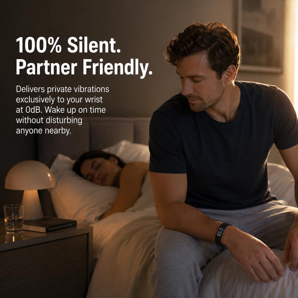 Histrips Onyx Vibration Alarm - Strong Vibration Sleep Watch for Deep Sleepers, Adjustable Intensity, Comfortable Strap, Long Battery Life, Small ＆ Portable, Don't Disturb Others (Black)