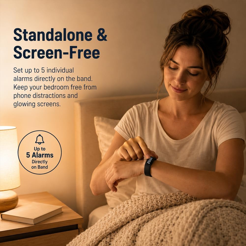 Histrips Onyx Vibration Alarm - Strong Vibration Sleep Watch for Deep Sleepers, Adjustable Intensity, Comfortable Strap, Long Battery Life, Small ＆ Portable, Don't Disturb Others (Black)