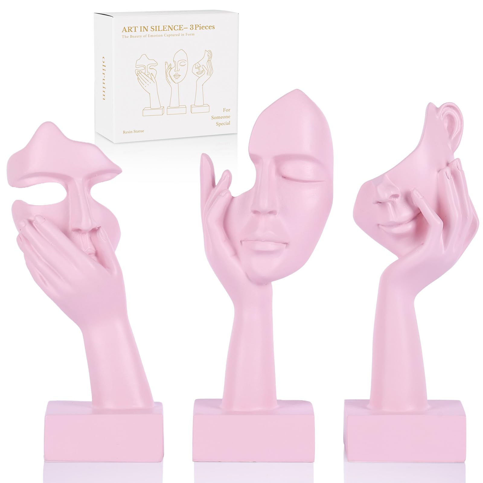 3 PCS Thinker Statue, Golden Black Abstract Art Sculpture Modern Home Decoration Desktop Decoration Christmas New Year Gift (3 Pcs Gold)