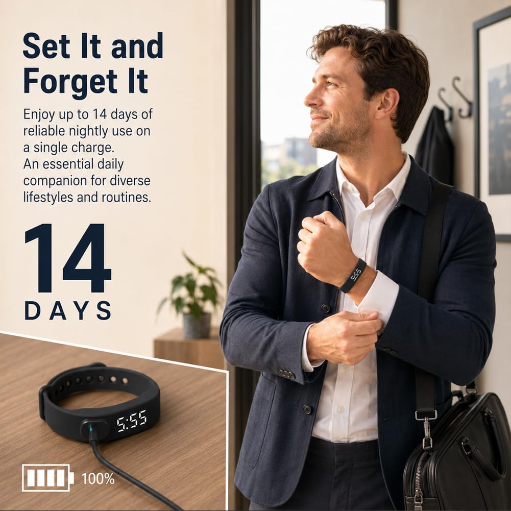 Histrips Onyx Vibration Alarm - Strong Vibration Sleep Watch for Deep Sleepers, Adjustable Intensity, Comfortable Strap, Long Battery Life, Small ＆ Portable, Don't Disturb Others (Black)