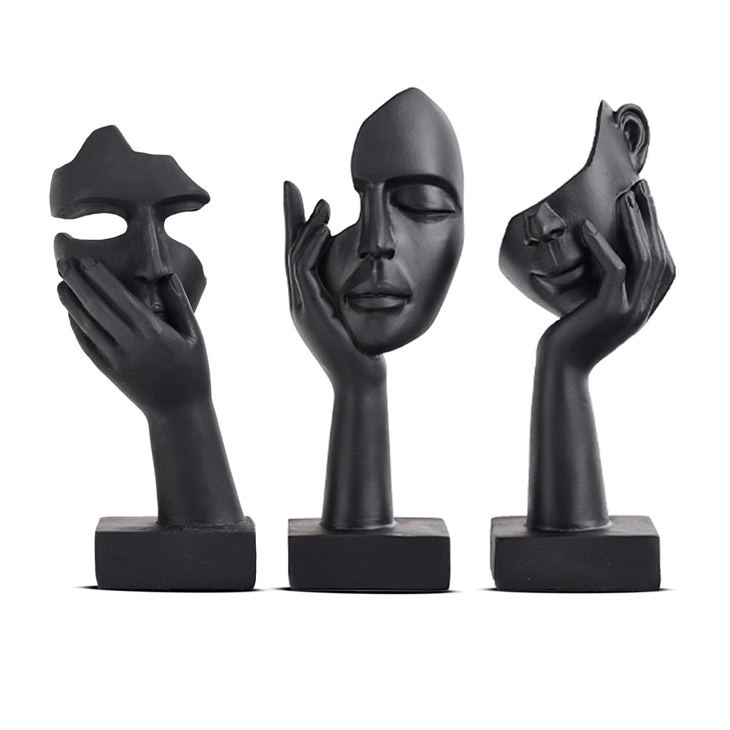 3 PCS Thinker Statue, Golden Black Abstract Art Sculpture Modern Home Decoration Desktop Decoration Christmas New Year Gift (3 Pcs Gold)