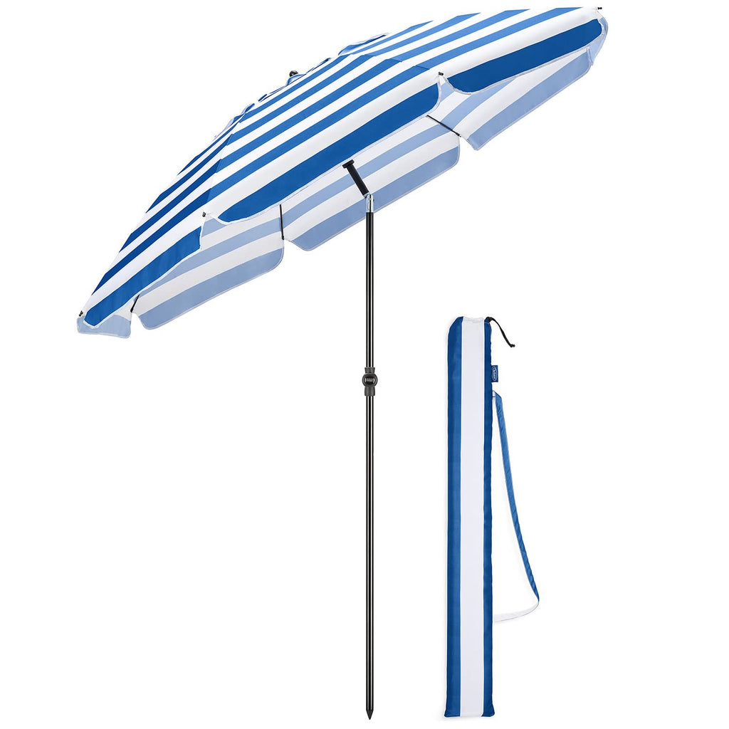 CHRISTOW Portable Beach Parasol Tilting Garden Sunshade Umbrella UV Resistant 2m