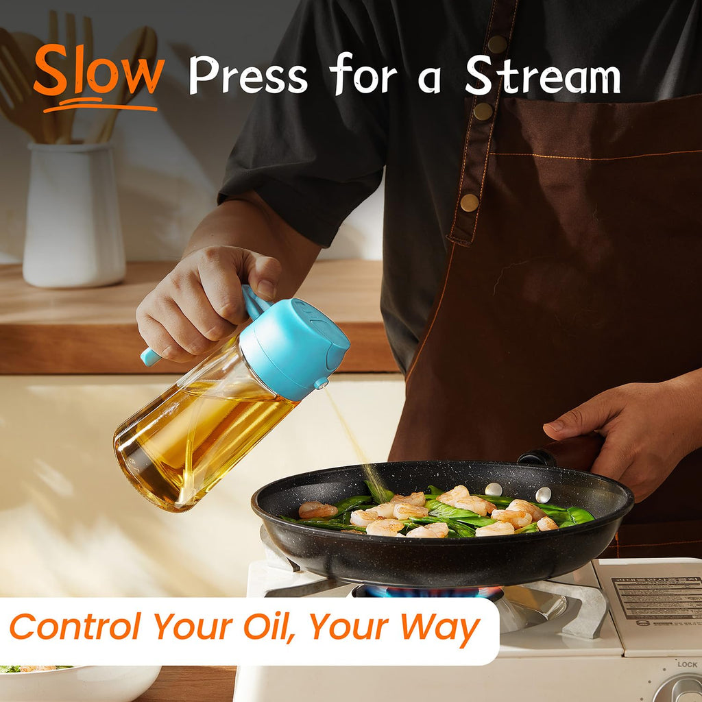 TrendPlain 16oz Olive Oil Spray Bottle - 2 in 1 Olive Oil Dispenser Bottle for Kitchen Accessories - Kitchen Gadgets, For Air Fryer