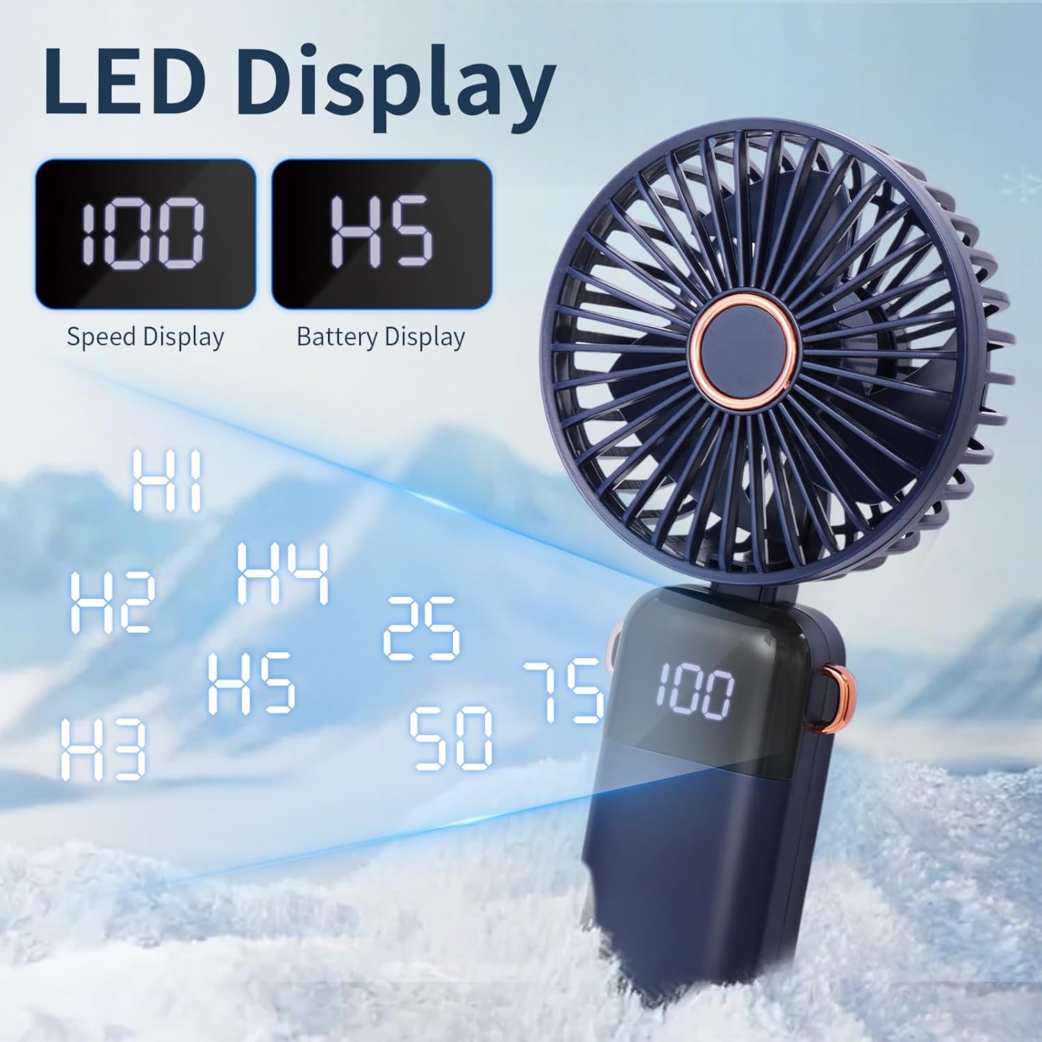 CNMTCCO Handheld Fan,Portable Mini Fan 3000 mAh Rechargeable with 5 Speeds