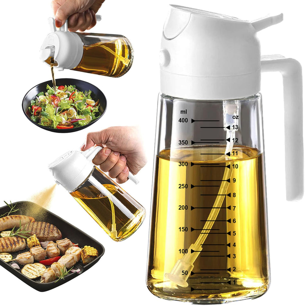 TrendPlain 16oz Olive Oil Spray Bottle - 2 in 1 Olive Oil Dispenser Bottle for Kitchen Accessories - Kitchen Gadgets, For Air Fryer