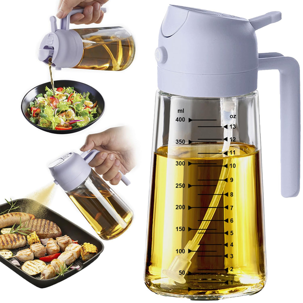 TrendPlain 16oz Olive Oil Spray Bottle - 2 in 1 Olive Oil Dispenser Bottle for Kitchen Accessories - Kitchen Gadgets, For Air Fryer