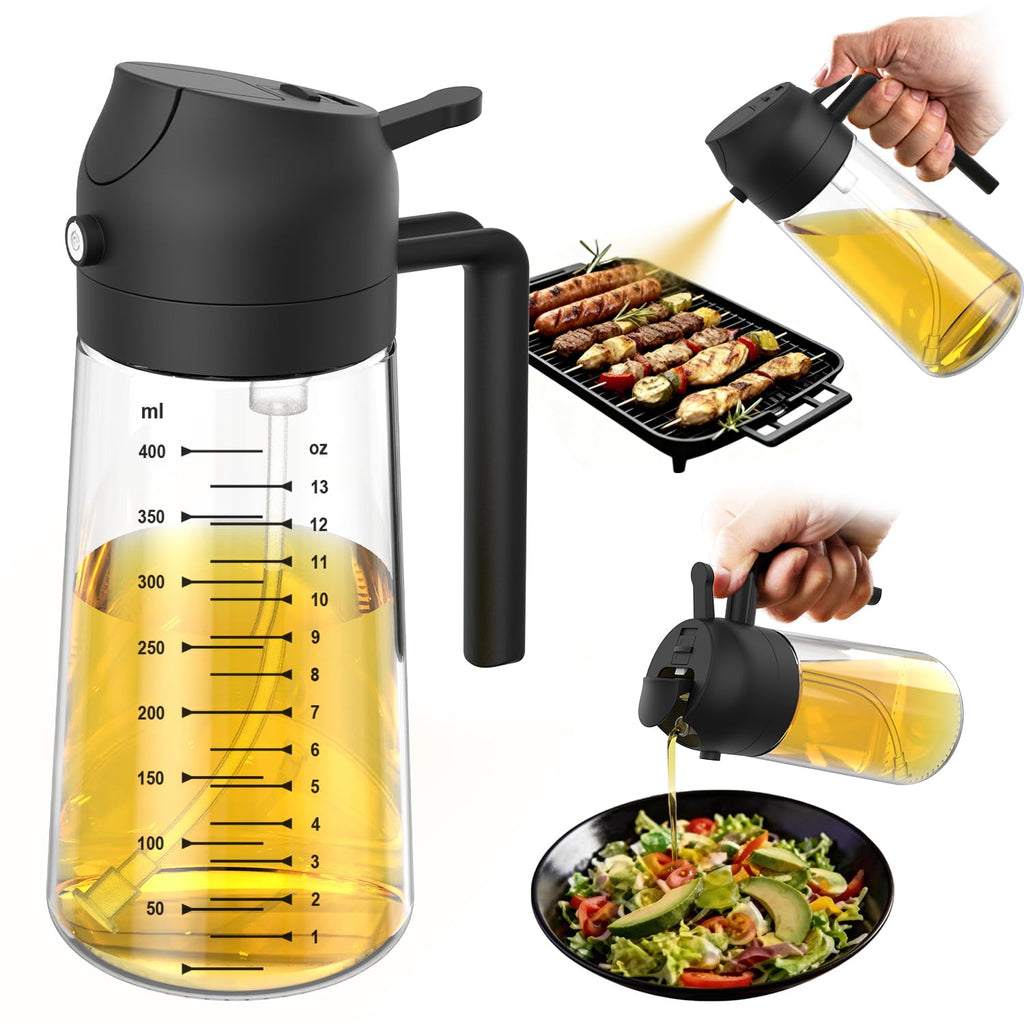 TrendPlain 16oz Olive Oil Spray Bottle - 2 in 1 Olive Oil Dispenser Bottle for Kitchen Accessories - Kitchen Gadgets, For Air Fryer