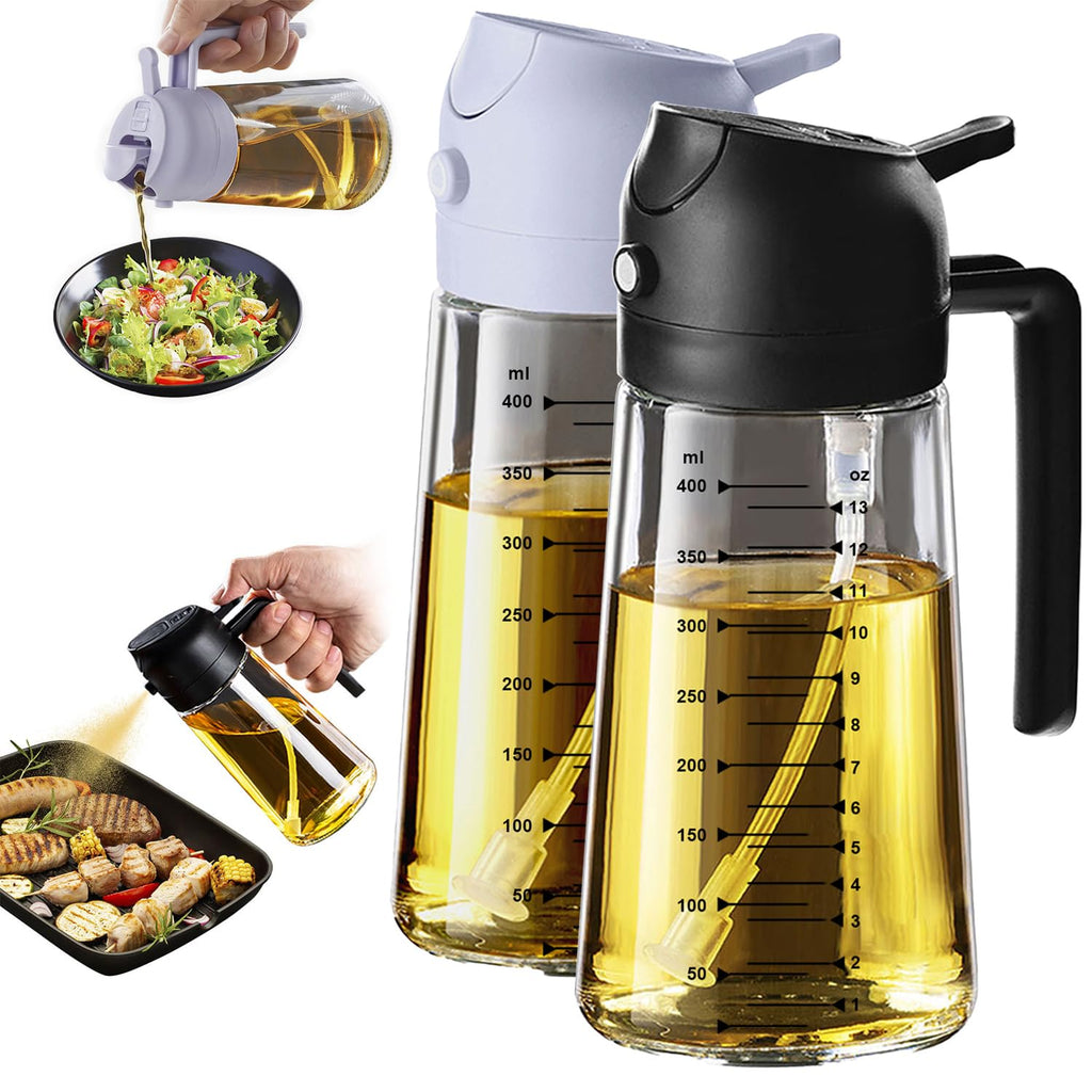 TrendPlain 16oz Olive Oil Spray Bottle - 2 in 1 Olive Oil Dispenser Bottle for Kitchen Accessories - Kitchen Gadgets, For Air Fryer