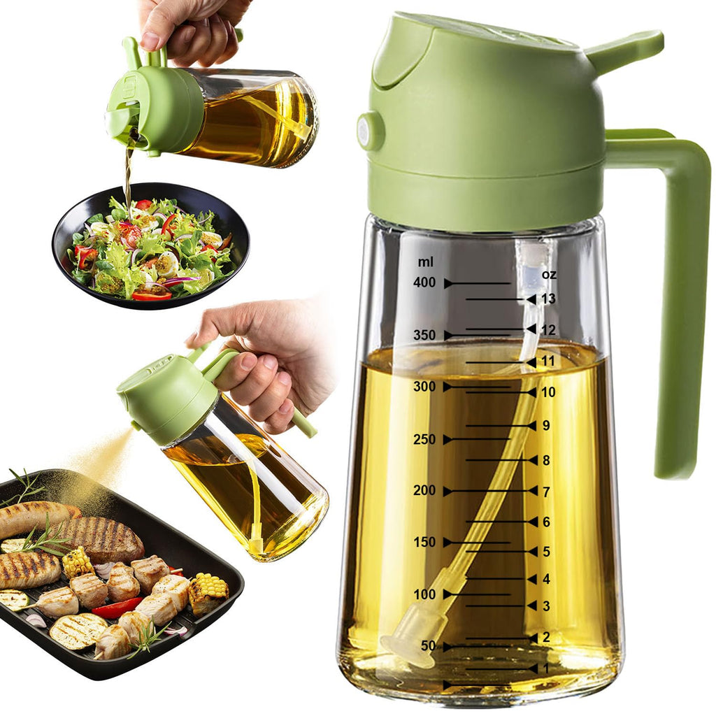 TrendPlain 16oz Olive Oil Spray Bottle - 2 in 1 Olive Oil Dispenser Bottle for Kitchen Accessories - Kitchen Gadgets, For Air Fryer