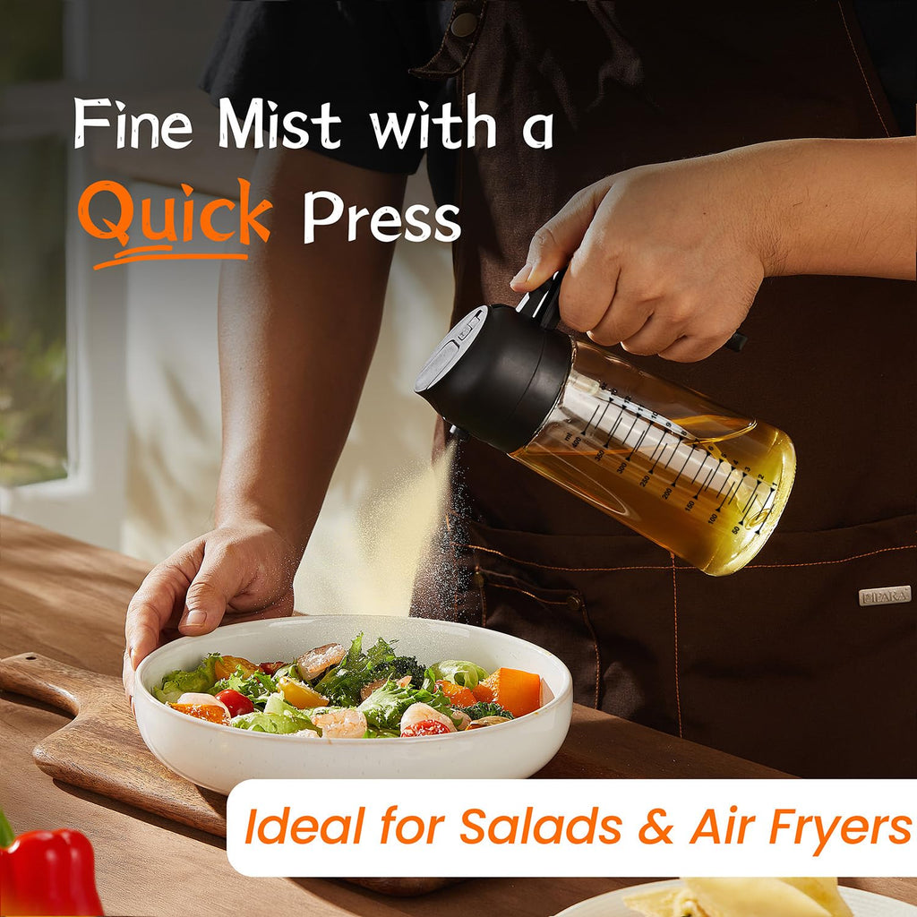 TrendPlain 16oz Olive Oil Spray Bottle - 2 in 1 Olive Oil Dispenser Bottle for Kitchen Accessories - Kitchen Gadgets, For Air Fryer