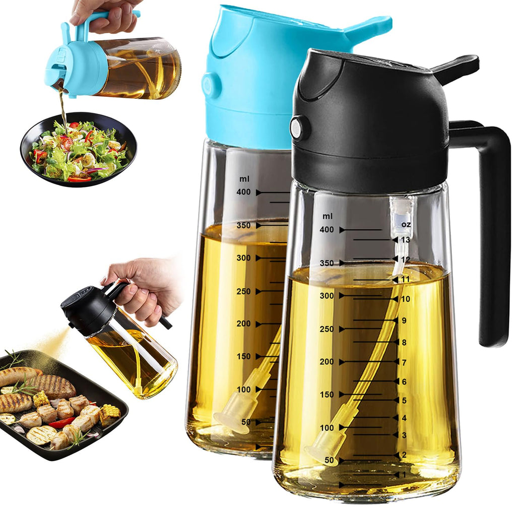 TrendPlain 16oz Olive Oil Spray Bottle - 2 in 1 Olive Oil Dispenser Bottle for Kitchen Accessories - Kitchen Gadgets, For Air Fryer