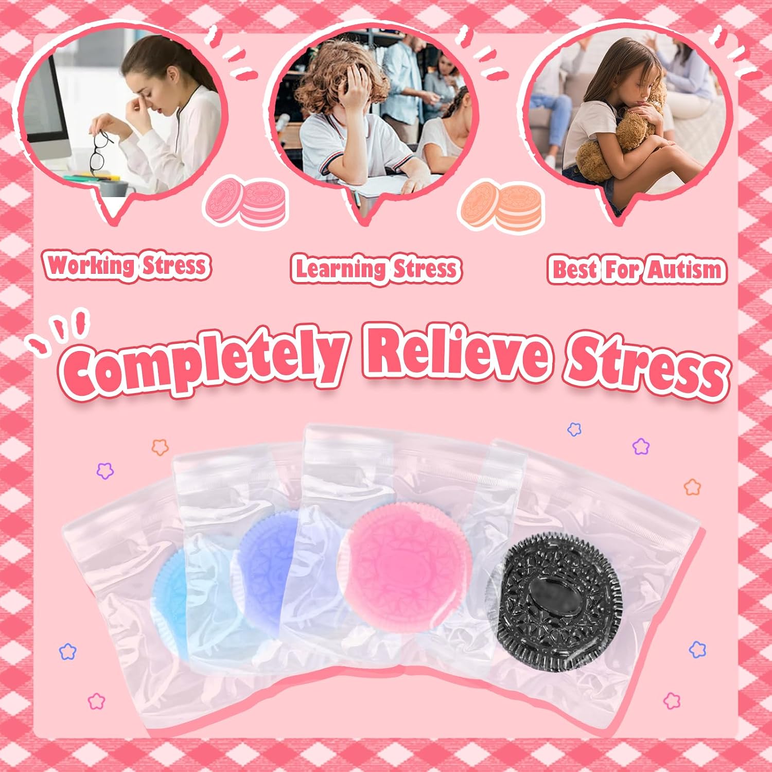 Stress Relieving Squeeze Music, 4Pcs Or eo Biscuit Stress Relief Toy, Taba Squishy, Pinching Biscuit Simulation Toy Fufu Squishy Stress Relief Toy