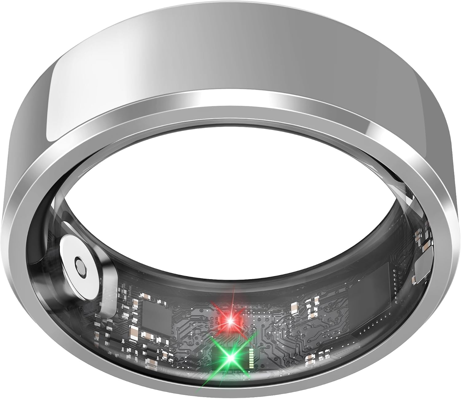 Smart Ring for Women,Fitness & Activity Tracker with Blood Pressure/Heart Rate Monitor, Sleep Tracker, Step Counter, IP68 Waterproof Ring for iOS&Android,Fast Charge,No Subscription (Silver,Size9）