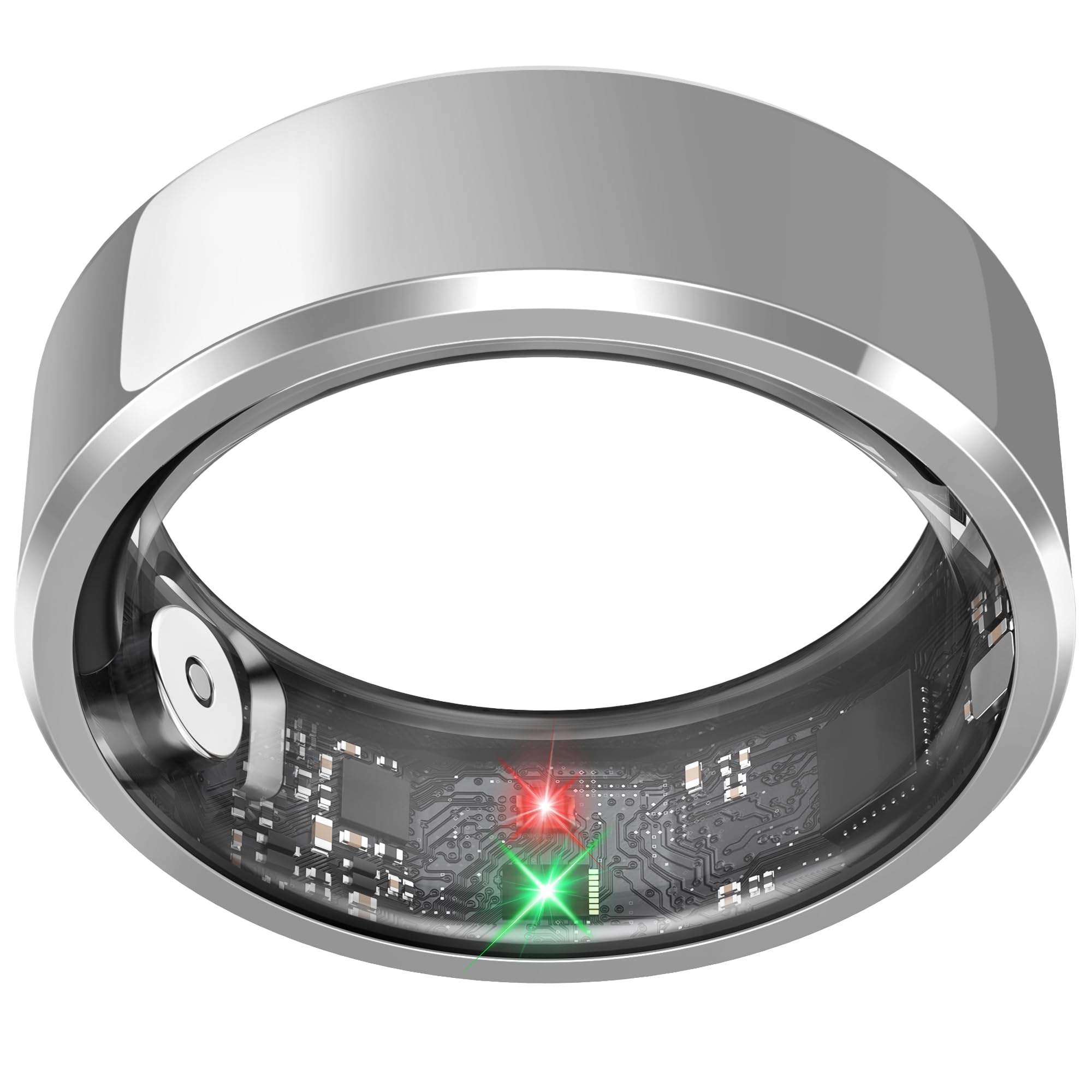 Smart Ring for Women,Fitness & Activity Tracker with Blood Pressure/Heart Rate Monitor, Sleep Tracker, Step Counter, IP68 Waterproof Ring for iOS&Android,Fast Charge,No Subscription (Silver,Size9）