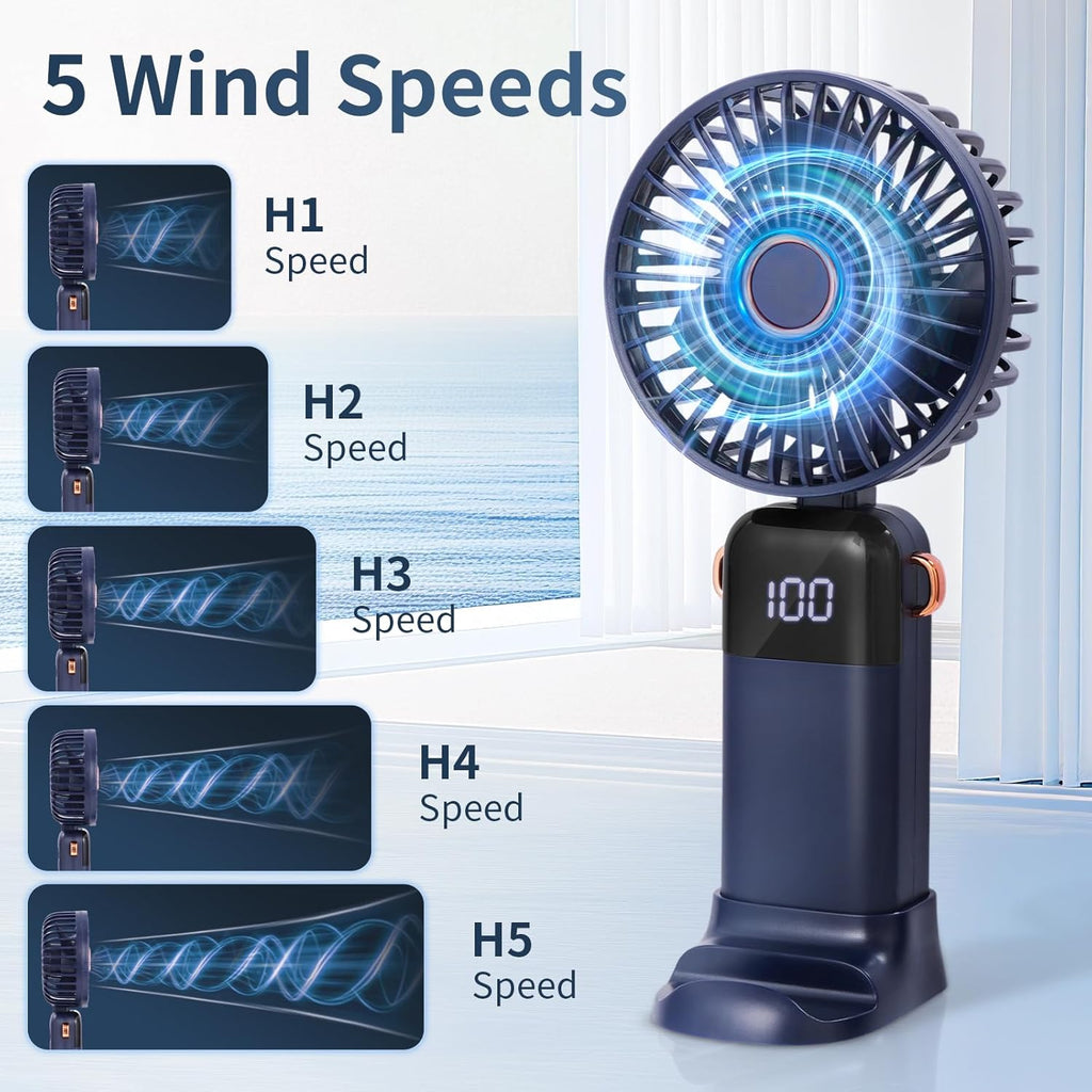 CNMTCCO Handheld Fan,Portable Mini Fan 3000 mAh Rechargeable with 5 Speeds