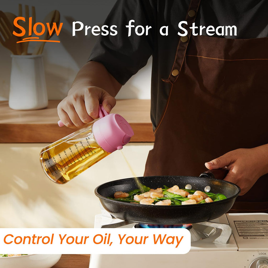 TrendPlain 16oz Olive Oil Spray Bottle - 2 in 1 Olive Oil Dispenser Bottle for Kitchen Accessories - Kitchen Gadgets, For Air Fryer