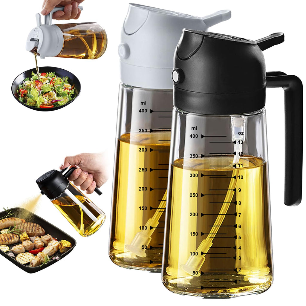 TrendPlain 16oz Olive Oil Spray Bottle - 2 in 1 Olive Oil Dispenser Bottle for Kitchen Accessories - Kitchen Gadgets, For Air Fryer