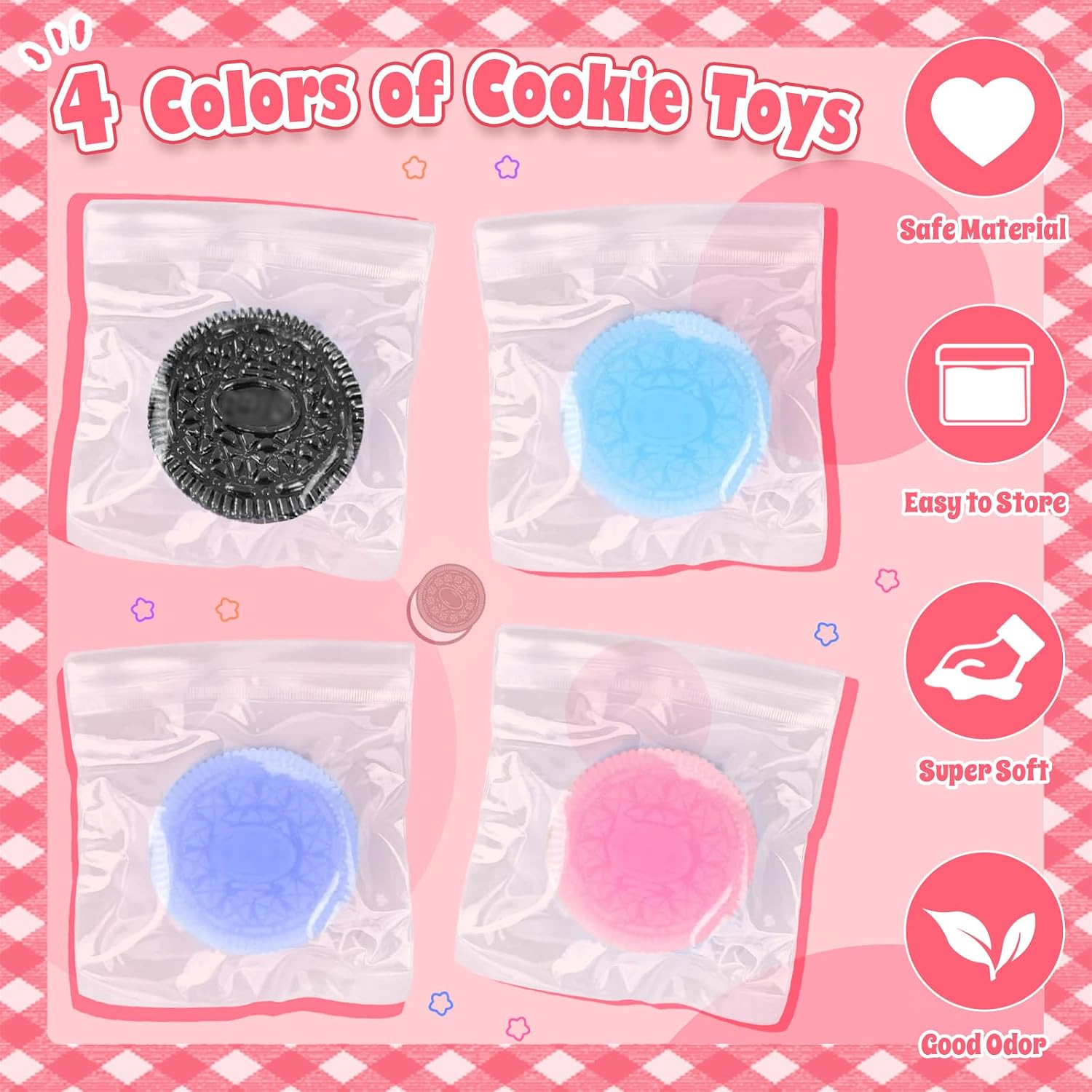 Stress Relieving Squeeze Music, 4Pcs Or eo Biscuit Stress Relief Toy, Taba Squishy, Pinching Biscuit Simulation Toy Fufu Squishy Stress Relief Toy