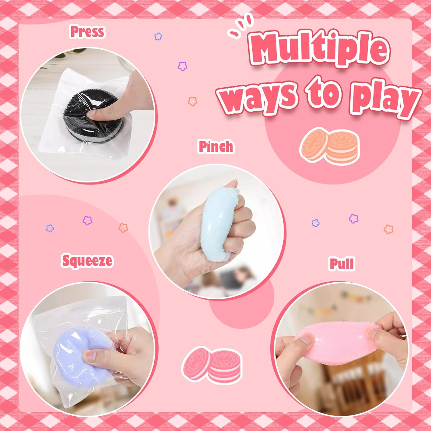 Stress Relieving Squeeze Music, 4Pcs Or eo Biscuit Stress Relief Toy, Taba Squishy, Pinching Biscuit Simulation Toy Fufu Squishy Stress Relief Toy