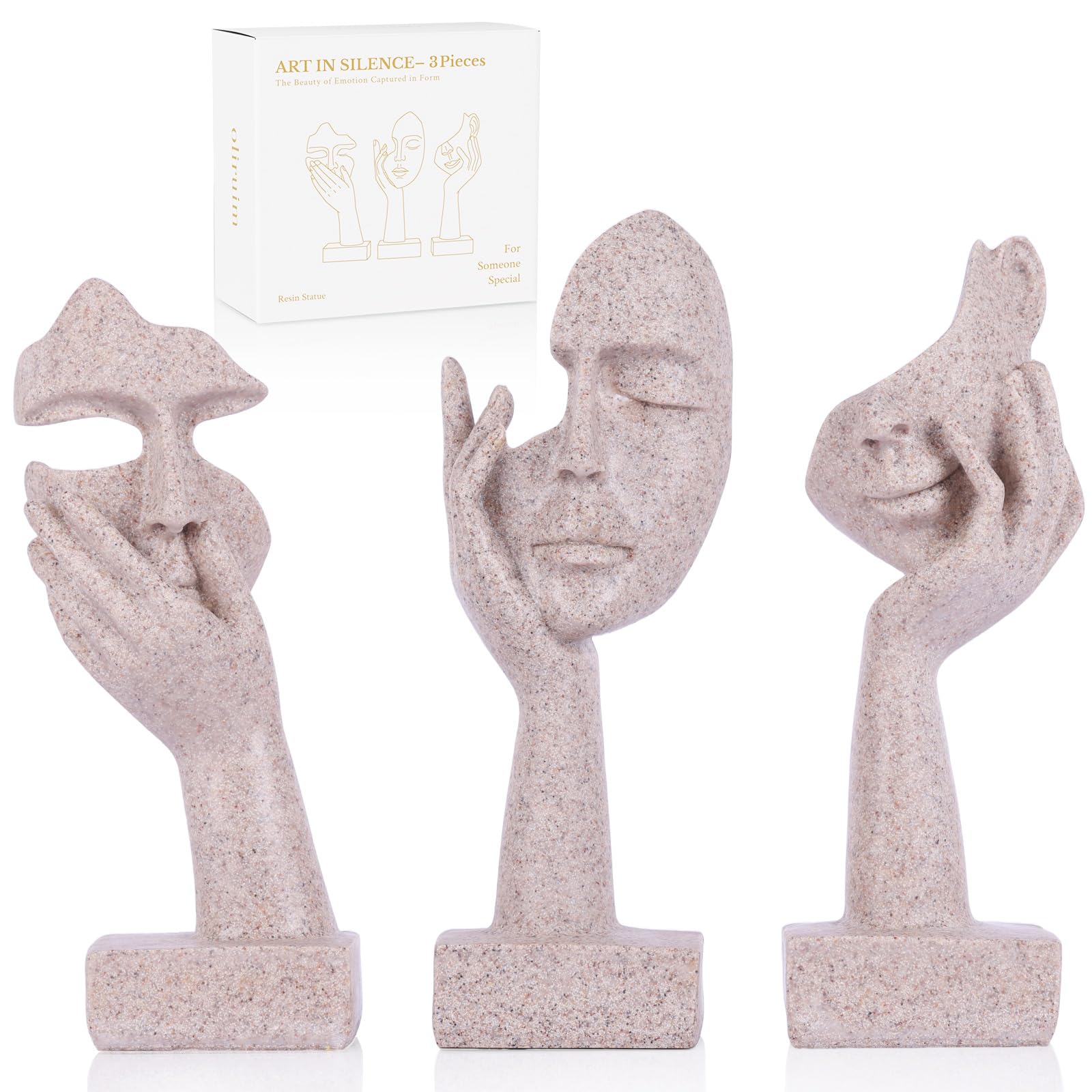 3 PCS Thinker Statue, Golden Black Abstract Art Sculpture Modern Home Decoration Desktop Decoration Christmas New Year Gift (3 Pcs Gold)