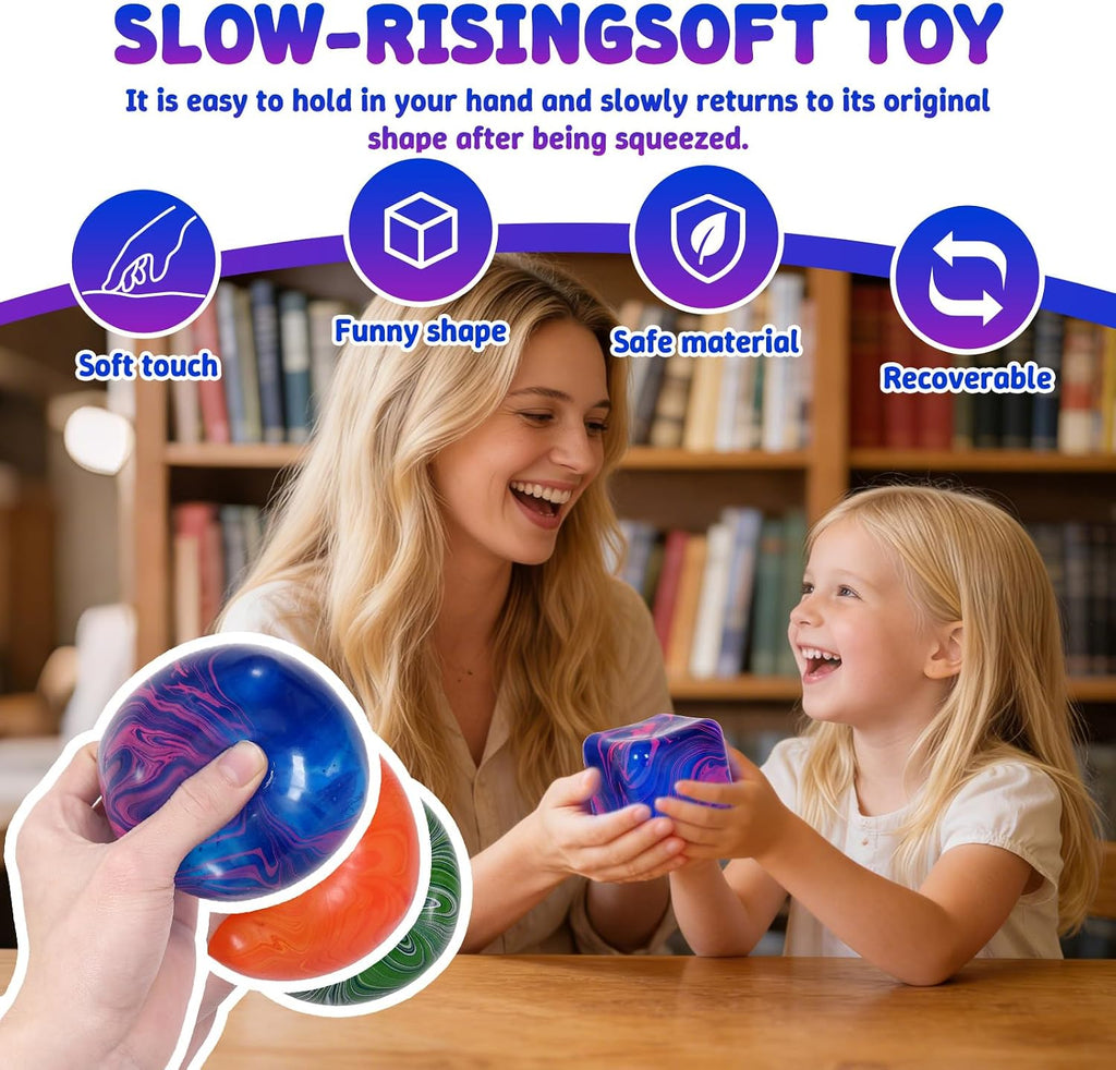 Flow Ice Cube Plus Squeeze Toys, Thickened Soft Squishy Fidget Toy with Smooth Ripple Texture, Durable Stress Squeeze Toy for Repetitive Sensory Play(2.76in)(Blue)
