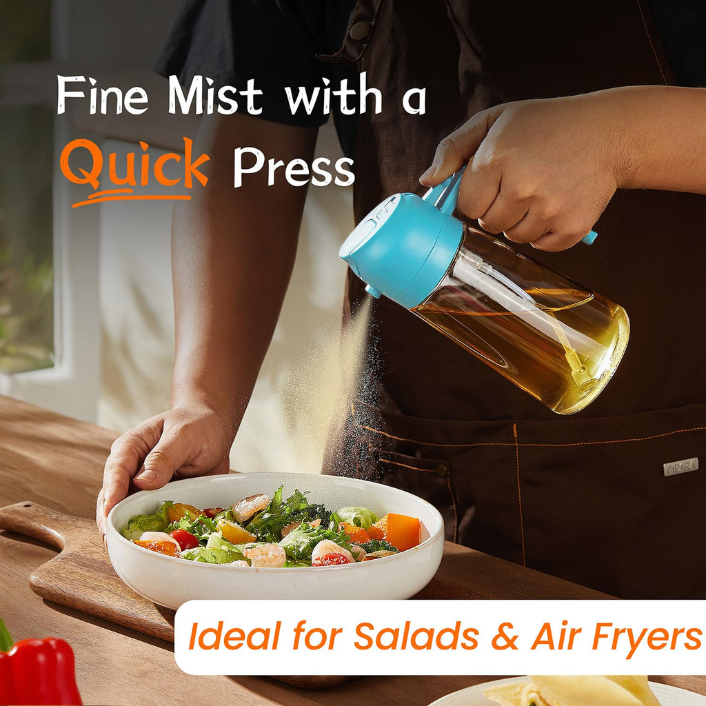 TrendPlain 16oz Olive Oil Spray Bottle - 2 in 1 Olive Oil Dispenser Bottle for Kitchen Accessories - Kitchen Gadgets, For Air Fryer