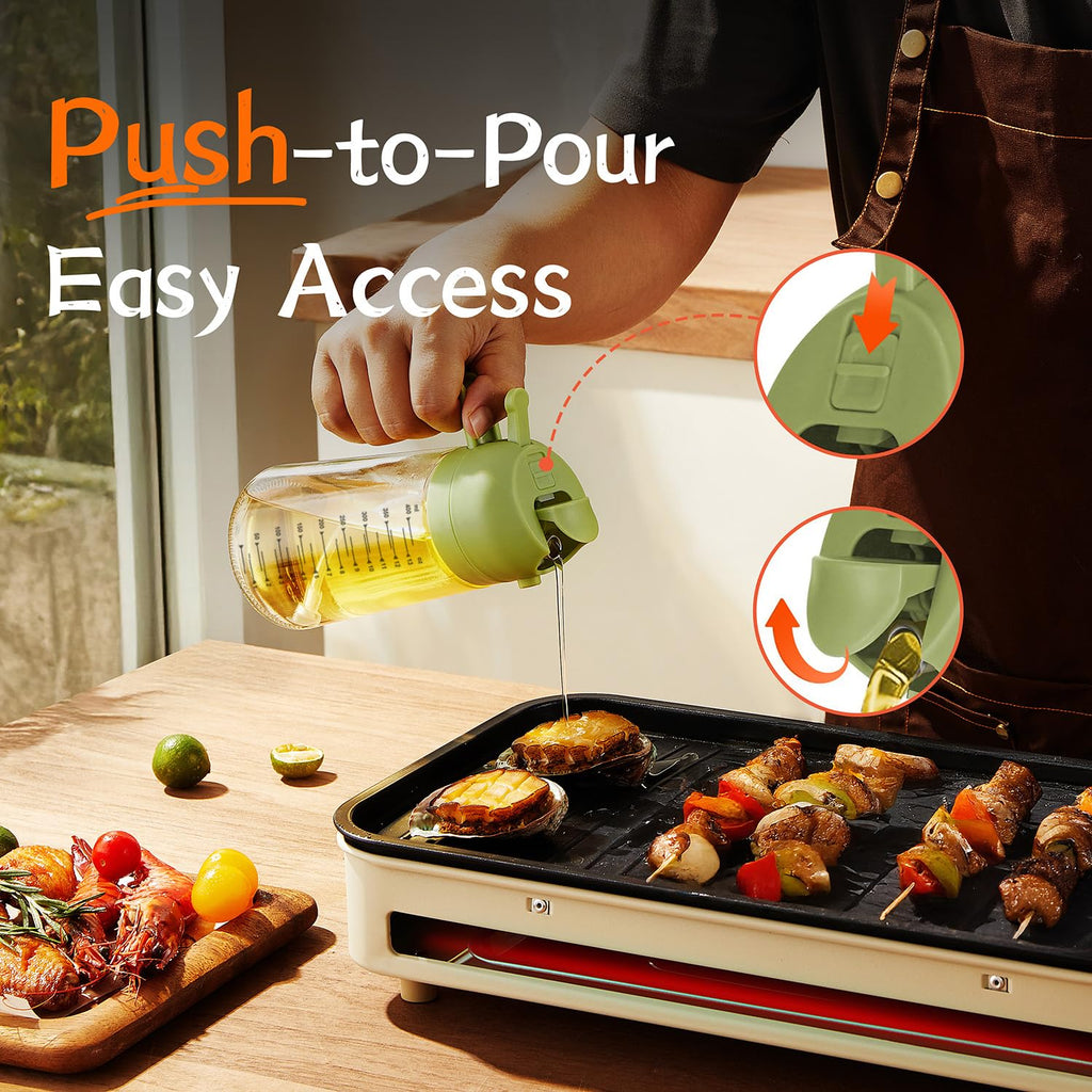 TrendPlain 16oz Olive Oil Spray Bottle - 2 in 1 Olive Oil Dispenser Bottle for Kitchen Accessories - Kitchen Gadgets, For Air Fryer