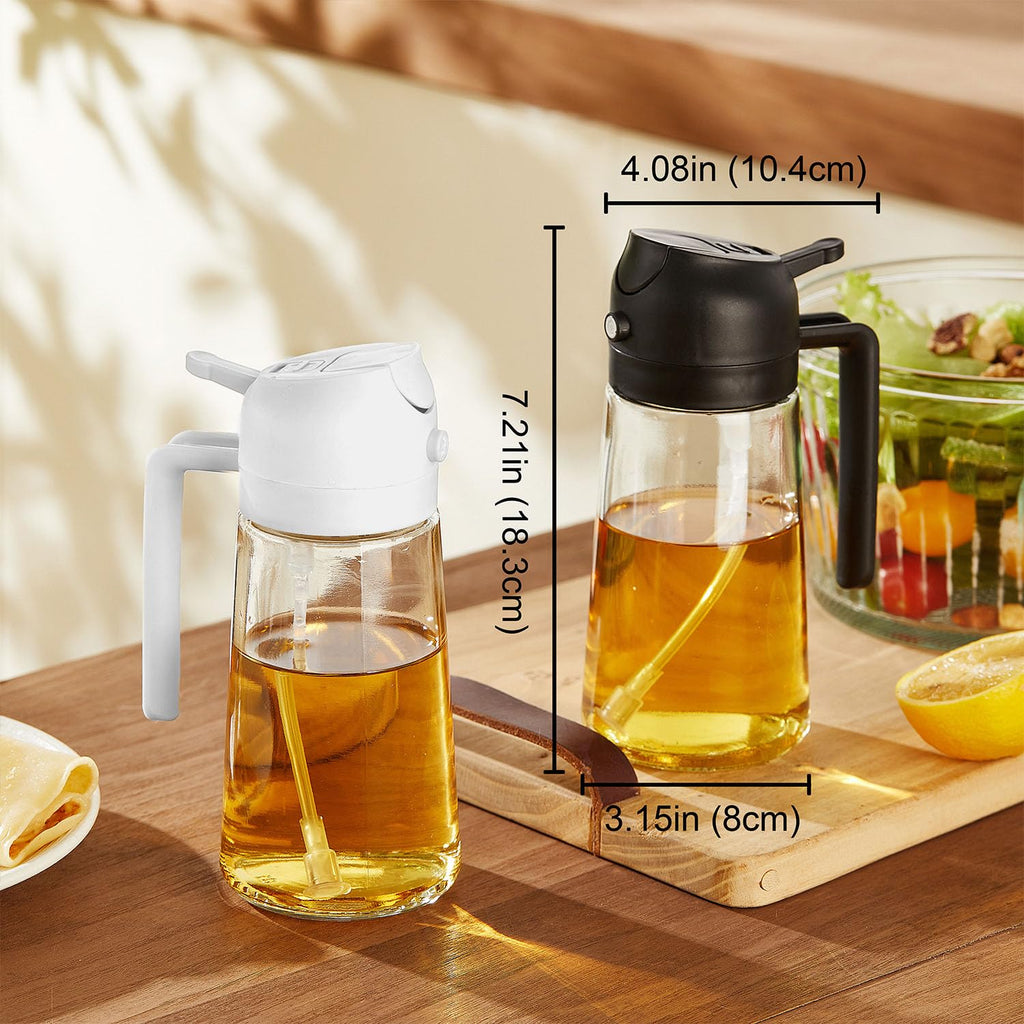 TrendPlain 16oz Olive Oil Spray Bottle - 2 in 1 Olive Oil Dispenser Bottle for Kitchen Accessories - Kitchen Gadgets, For Air Fryer
